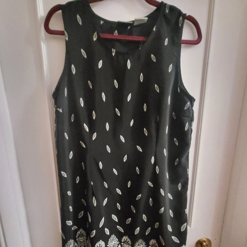 Vintage Penmans Black Sleeveless Mini Dress with Medallion Hem Medium